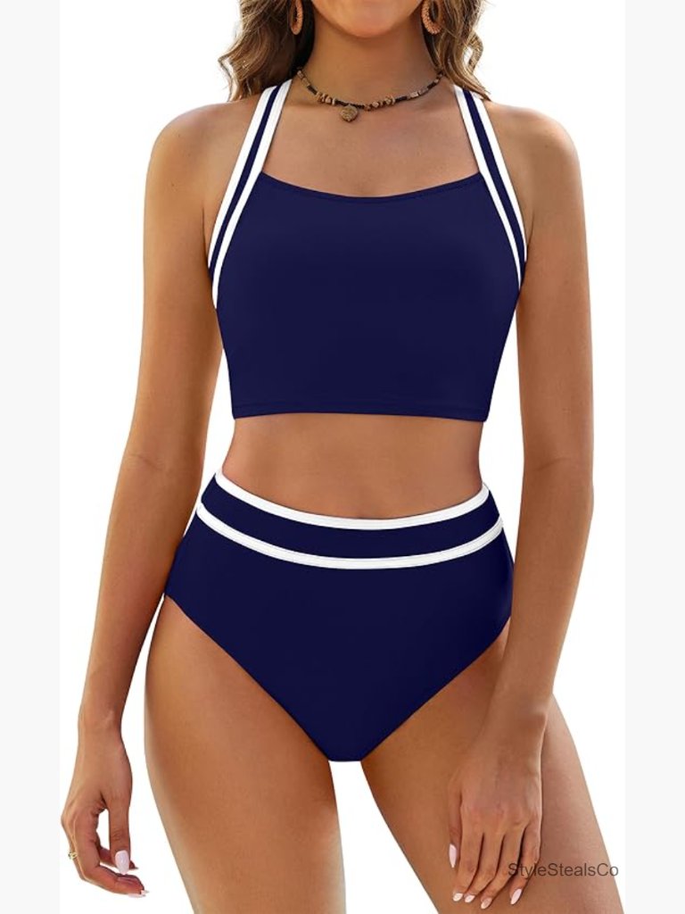 High Waisted Bikini Set Tummy Control Sporty Two Piece Swim